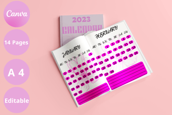 Download Best Calendar 2023 Canva Flower Template - Premium Bundle