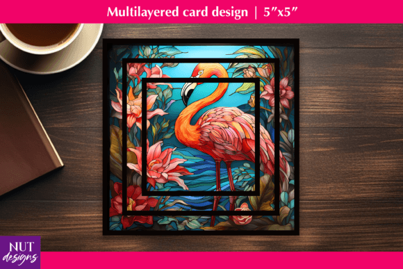Download Stained Glass Card, Flamingo Card Design - Premium Resources