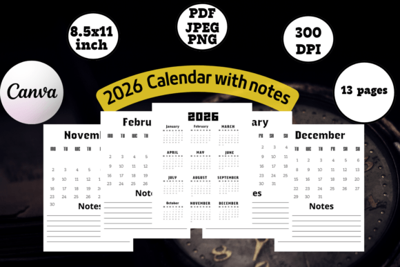 Download 2026 Calendar Template with Notes - Premium Resources