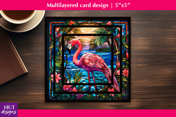 Download Stained Glass Card, Flamingo Card Design - Premium Resources